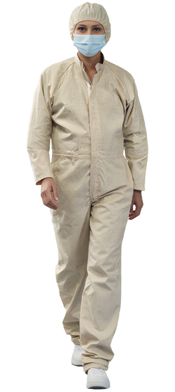 Woman in Cleanroom-Suit with mask