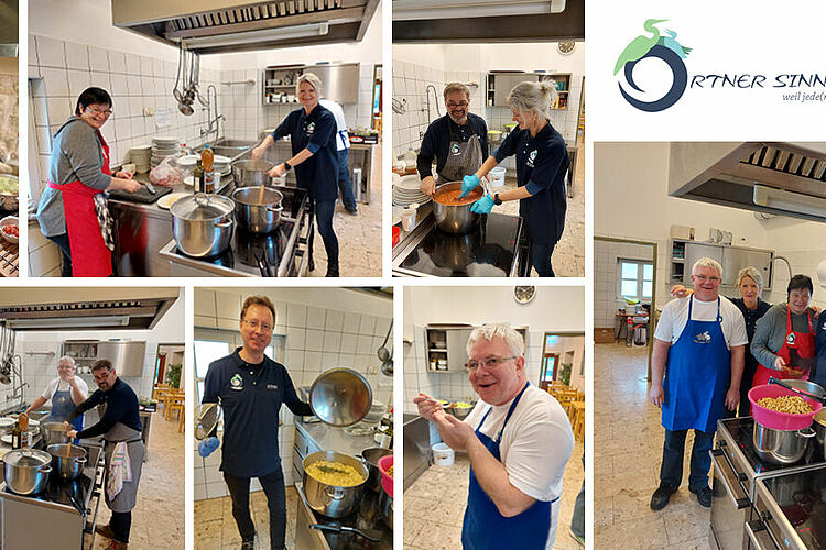 Collage of photos of our employees as they cook.